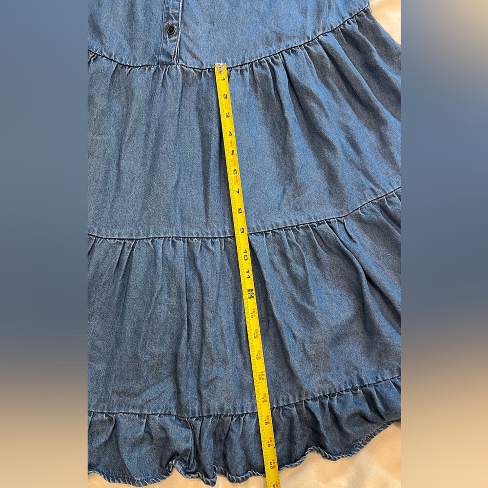 Grace + Karma Long Sleeve Blue Denim Pleated Front Dress Size M - Picture 10 of 11